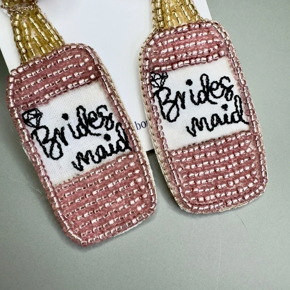 Beaded Bridesmaid Earrings - Pink and Gold